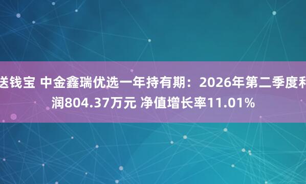 送钱宝 中金鑫瑞优选一年持有期：2026年第二季度利润804.37万元 净值增长率11.01%