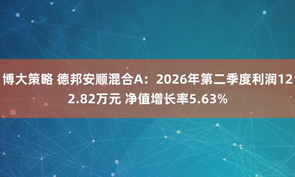 博大策略 德邦安顺混合A:2026年第二季度利润122.82万元 净值增长率5.63%
