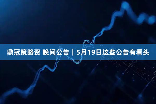 鼎冠策略资 晚间公告｜5月19日这些公告有看头